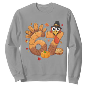 Funny Turkey Six And Seven Meme Sweatshirt Thanksgiving Gift TS12 Sport Gray Print Your Wear