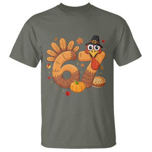 Funny Turkey Six And Seven Meme T Shirt Thanksgiving Gift TS12 Military Green Print Your Wear