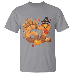 Funny Turkey Six And Seven Meme T Shirt Thanksgiving Gift TS12 Sport Gray Print Your Wear