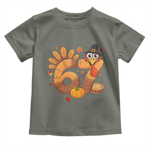 Funny Turkey Six And Seven Meme Toddler T Shirt Thanksgiving Gift TS12 Military Green Print Your Wear