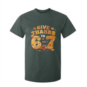 Give Thanks To 67 T Shirt For Kid Funny Brainrot Six Seven Meme Thanksgiving Gift TS12 Dark Forest Green Print Your Wear
