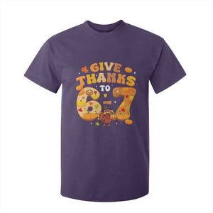 Give Thanks To 67 T Shirt For Kid Funny Brainrot Six Seven Meme Thanksgiving Gift TS12 Purple Print Your Wear