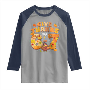 Give Thanks To 67 Raglan Shirt Funny Brainrot Six Seven Meme Thanksgiving Gift TS12 Sport Gray Navy Print Your Wear