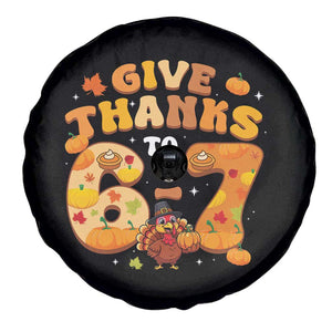 Give Thanks To 67 Spare Tire Cover Funny Brainrot Six Seven Meme Thanksgiving Gift - Print Your Wear
