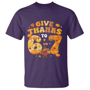 Give Thanks To 67 T Shirt Funny Brainrot Six Seven Meme Thanksgiving Gift TS12 Purple Print Your Wear
