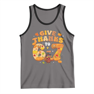 Give Thanks To 67 Tank Top Funny Brainrot Six Seven Meme Thanksgiving Gift TS12 Deep Heather Black Print Your Wear