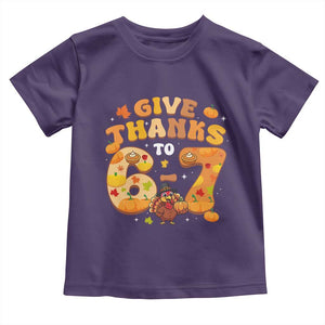 Give Thanks To 67 Toddler T Shirt Funny Brainrot Six Seven Meme Thanksgiving Gift TS12 Purple Print Your Wear
