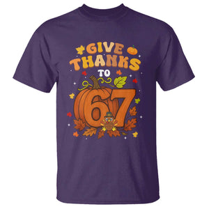 Thanksgiving Give Thanks To 67 T Shirt Funny Brainrot Meme Gift TS12 Purple Print Your Wear