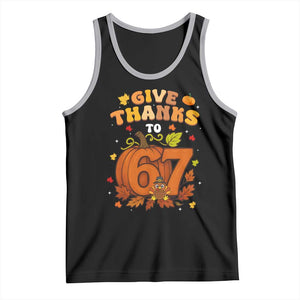 Thanksgiving Give Thanks To 67 Tank Top Funny Brainrot Meme Gift TS12 Black Athletic Heather Print Your Wear