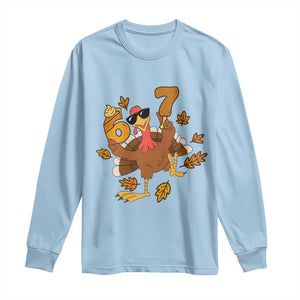 Trending Six Seven Meme Turkey Long Sleeve Shirt Funny Thanksgiving Gift TS12 Light Blue Print Your Wear