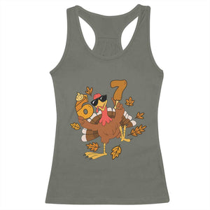 Trending Six Seven Meme Turkey Racerback Tank Top Funny Thanksgiving Gift TS12 Military Green Print Your Wear