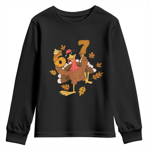 Trending Six Seven Meme Turkey Youth Sweatshirt Funny Thanksgiving Gift TS12 Black Print Your Wear