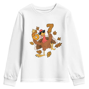 Trending Six Seven Meme Turkey Youth Sweatshirt Funny Thanksgiving Gift TS12 White Print Your Wear