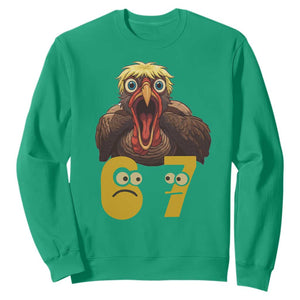 Six Seven Meme Turkey Sweatshirt Trending Gen Alpha Thanksgiving Gift TS12 Irish Green Print Your Wear