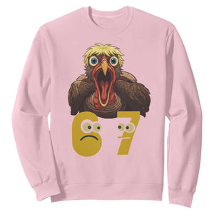 Six Seven Meme Turkey Sweatshirt Trending Gen Alpha Thanksgiving Gift TS12 Light Pink Print Your Wear