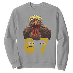 Six Seven Meme Turkey Sweatshirt Trending Gen Alpha Thanksgiving Gift TS12 Sport Gray Print Your Wear