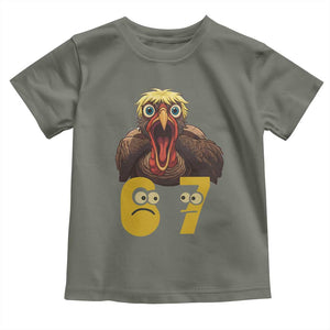 Six Seven Meme Turkey Toddler T Shirt Trending Gen Alpha Thanksgiving Gift TS12 Military Green Print Your Wear