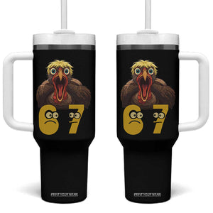 Six Seven Meme Turkey Tumbler With Handle Trending Gen Alpha Thanksgiving Gift TS12 One Size: 40 oz Black Print Your Wear