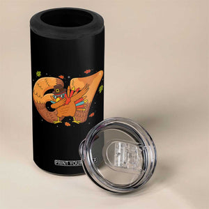 Thanksgiving Turkey Dabbing 4 in 1 Can Cooler Tumbler Six Seven Meme Trending Gift TS12 Print Your Wear