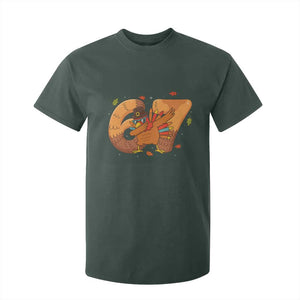 Thanksgiving Turkey Dabbing T Shirt For Kid Six Seven Meme Trending Gift TS12 Dark Forest Green Print Your Wear