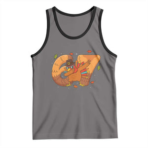 Thanksgiving Turkey Dabbing Tank Top Six Seven Meme Trending Gift TS12 Deep Heather Black Print Your Wear