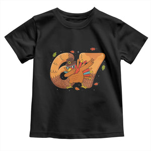 Thanksgiving Turkey Dabbing Toddler T Shirt Six Seven Meme Trending Gift TS12 Black Print Your Wear