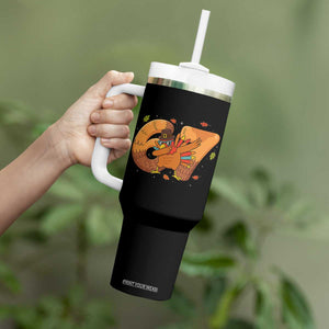 Thanksgiving Turkey Dabbing Tumbler With Handle Six Seven Meme Trending Gift TS12 Print Your Wear