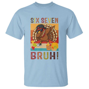 Six Seven Meme Turkey Dabbing T Shirt Funny Thanksgiving Gift TS12 Light Blue Print Your Wear