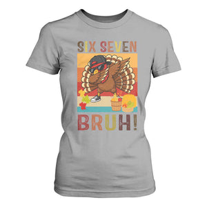 Six Seven Meme Turkey Dabbing T Shirt For Women Funny Thanksgiving Gift TS12 Sport Gray Print Your Wear