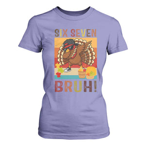 Six Seven Meme Turkey Dabbing T Shirt For Women Funny Thanksgiving Gift TS12 Violet Print Your Wear