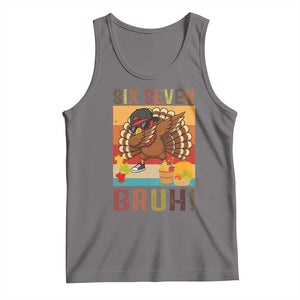 Six Seven Meme Turkey Dabbing Tank Top Funny Thanksgiving Gift TS12 Deep Heather Print Your Wear