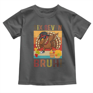 Six Seven Meme Turkey Dabbing Toddler T Shirt Funny Thanksgiving Gift TS12 Dark Heather Print Your Wear