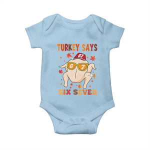 Turkey Says Six Seven Baby Onesie Funny Thanksgiving Meme Gift TS12 Light Blue Print Your Wear