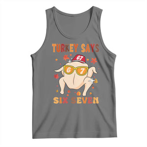 Turkey Says Six Seven Tank Top Funny Thanksgiving Meme Gift TS12 Black Heather Print Your Wear
