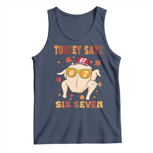 Turkey Says Six Seven Tank Top Funny Thanksgiving Meme Gift TS12 Navy Print Your Wear