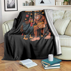 Six Seven Meme Bigfoot And Turkey Throw Blanket Funny Thanksgiving Gift TS12 Print Your Wear