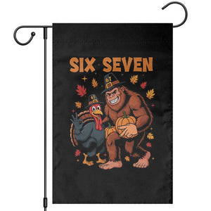 Six Seven Meme Bigfoot And Turkey Garden Flag Funny Thanksgiving Gift TS12 Black Print Your Wear