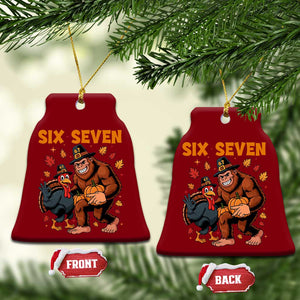 Six Seven Meme Bigfoot And Turkey Ceramic Ornament Funny Thanksgiving Gift TS12 Print Your Wear