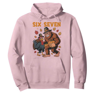 Six Seven Meme Bigfoot And Turkey Hoodie Funny Thanksgiving Gift TS12 Light Pink Print Your Wear