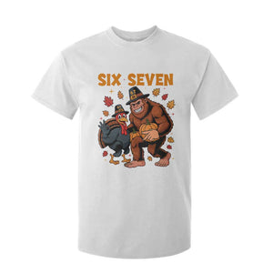 Six Seven Meme Bigfoot And Turkey T Shirt For Kid Funny Thanksgiving Gift TS12 White Print Your Wear