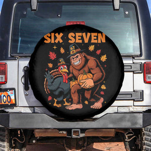 Six Seven Meme Bigfoot And Turkey Spare Tire Cover Funny Thanksgiving Gift TS12 No hole Black Print Your Wear