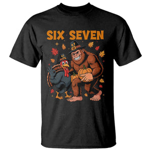 Six Seven Meme Bigfoot And Turkey T Shirt Funny Thanksgiving Gift TS12 Black Print Your Wear