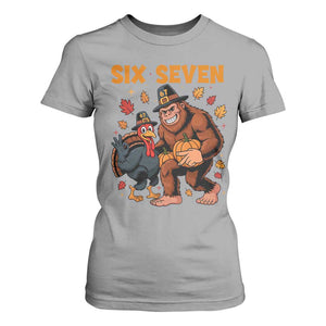 Six Seven Meme Bigfoot And Turkey T Shirt For Women Funny Thanksgiving Gift TS12 Sport Gray Print Your Wear
