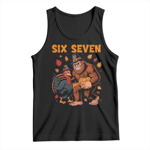 Six Seven Meme Bigfoot And Turkey Tank Top Funny Thanksgiving Gift TS12 Black Print Your Wear