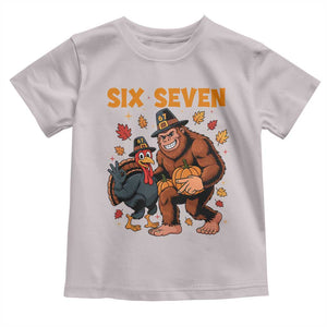 Six Seven Meme Bigfoot And Turkey Toddler T Shirt Funny Thanksgiving Gift TS12 Ice Gray Print Your Wear