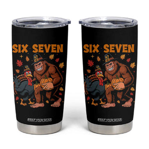 Six Seven Meme Bigfoot And Turkey Tumbler Cup Funny Thanksgiving Gift TS12 Black Print Your Wear