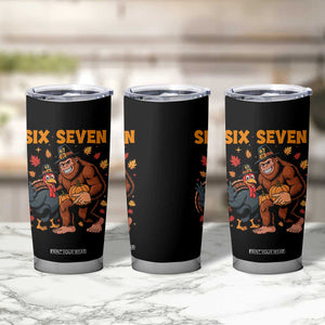Six Seven Meme Bigfoot And Turkey Tumbler Cup Funny Thanksgiving Gift TS12 Print Your Wear
