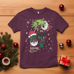 Funny Green Hand Six Seven Meme T Shirt Gen Z Alpha Xmas Gift TS12 Maroon Print Your Wear