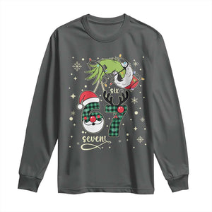 Funny Green Hand Six Seven Meme Long Sleeve Shirt Gen Z Alpha Xmas Gift TS12 Dark Heather Print Your Wear