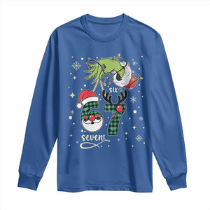Funny Green Hand Six Seven Meme Long Sleeve Shirt Gen Z Alpha Xmas Gift TS12 Royal Blue Print Your Wear